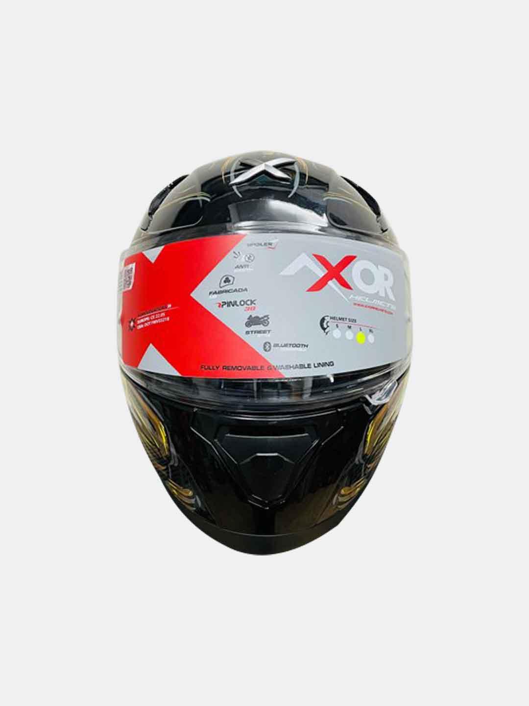 Axor Apex Seadevil Glossy Black Gold Helmet - Moto Modz