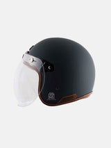 Axor Retro Jet Leather Dull Slate Helmet - Moto Modz