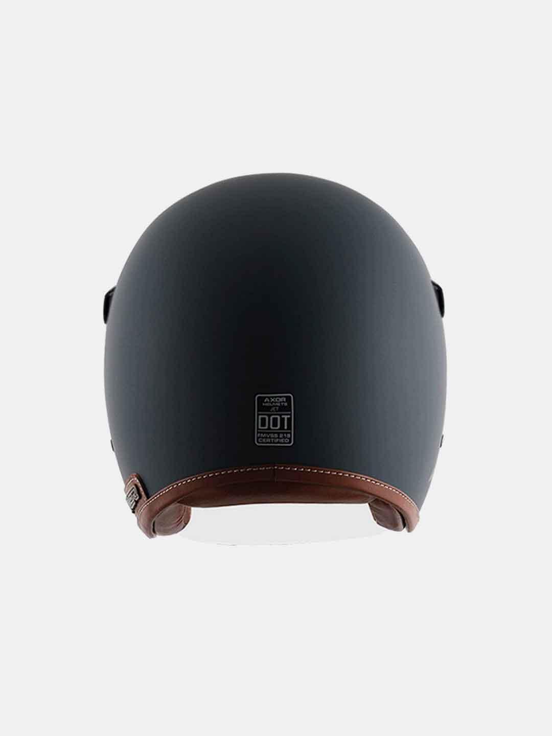 Axor Retro Jet Leather Dull Slate Helmet - Moto Modz