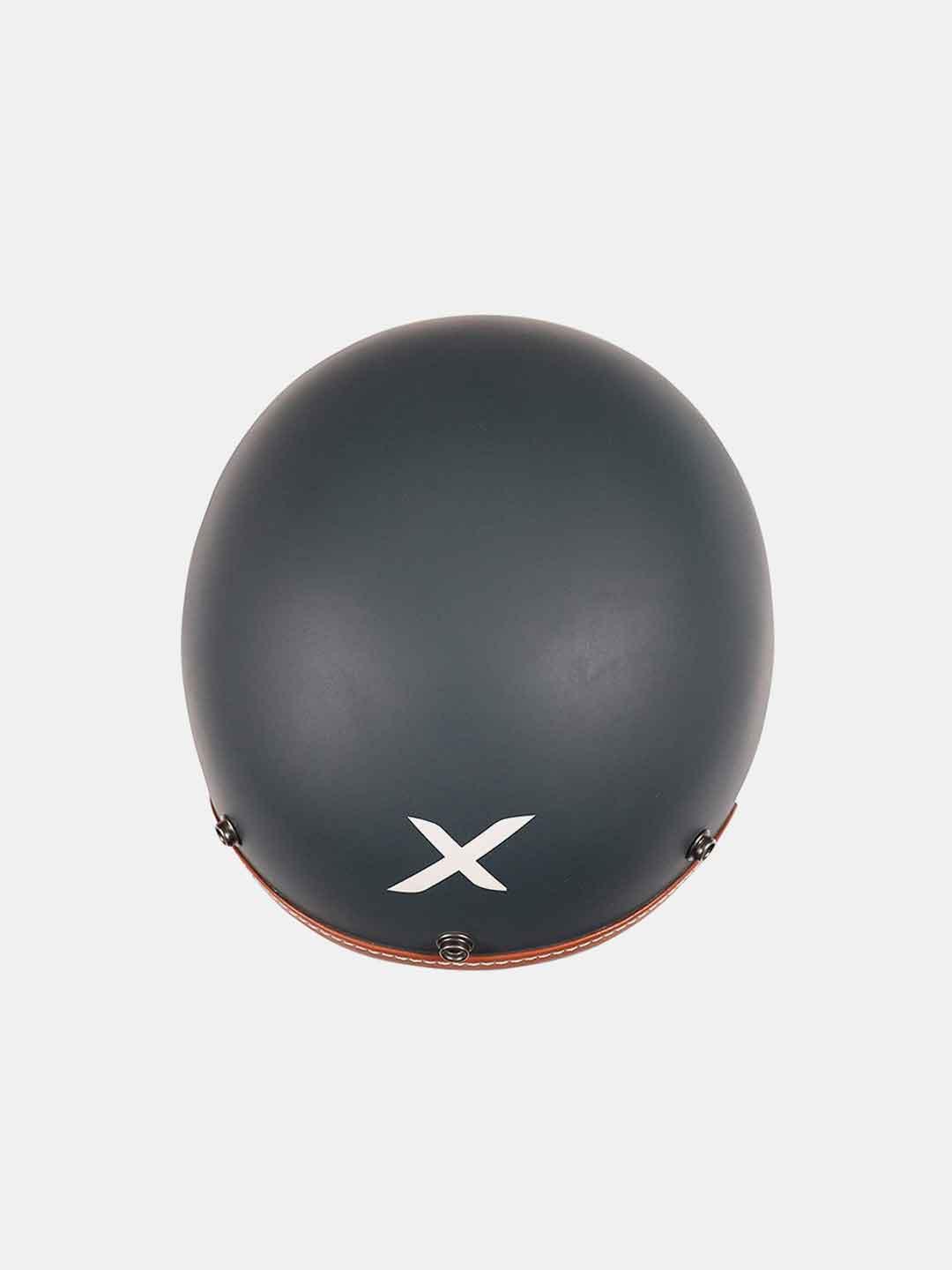 Axor Retro Jet Leather Dull Slate Helmet - Moto Modz