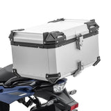 TAANC Overlander 137 Touring Setup 02 – X65 Top Box + Twin 36 Panniers | Aero Silver Aluminium Combo