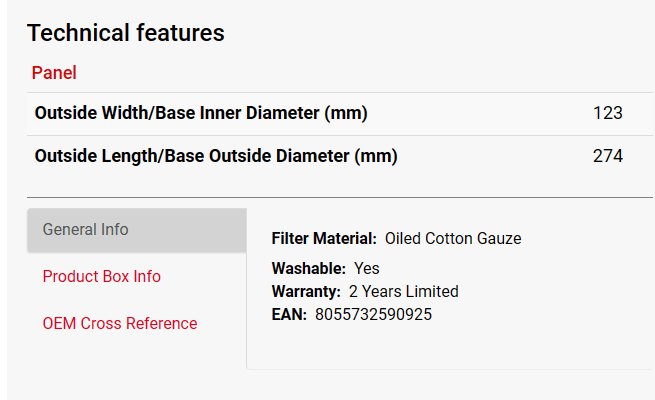 BMC air filter for Renault FB786/20 - Moto Modz