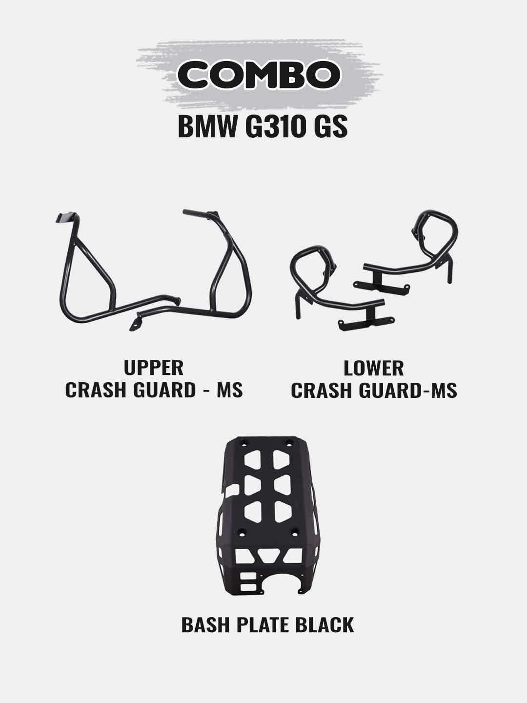 BMW G310GS Combo - Upper Crashguard Black+Lower Crashguard Black+Engine Guard Black - Moto Modz