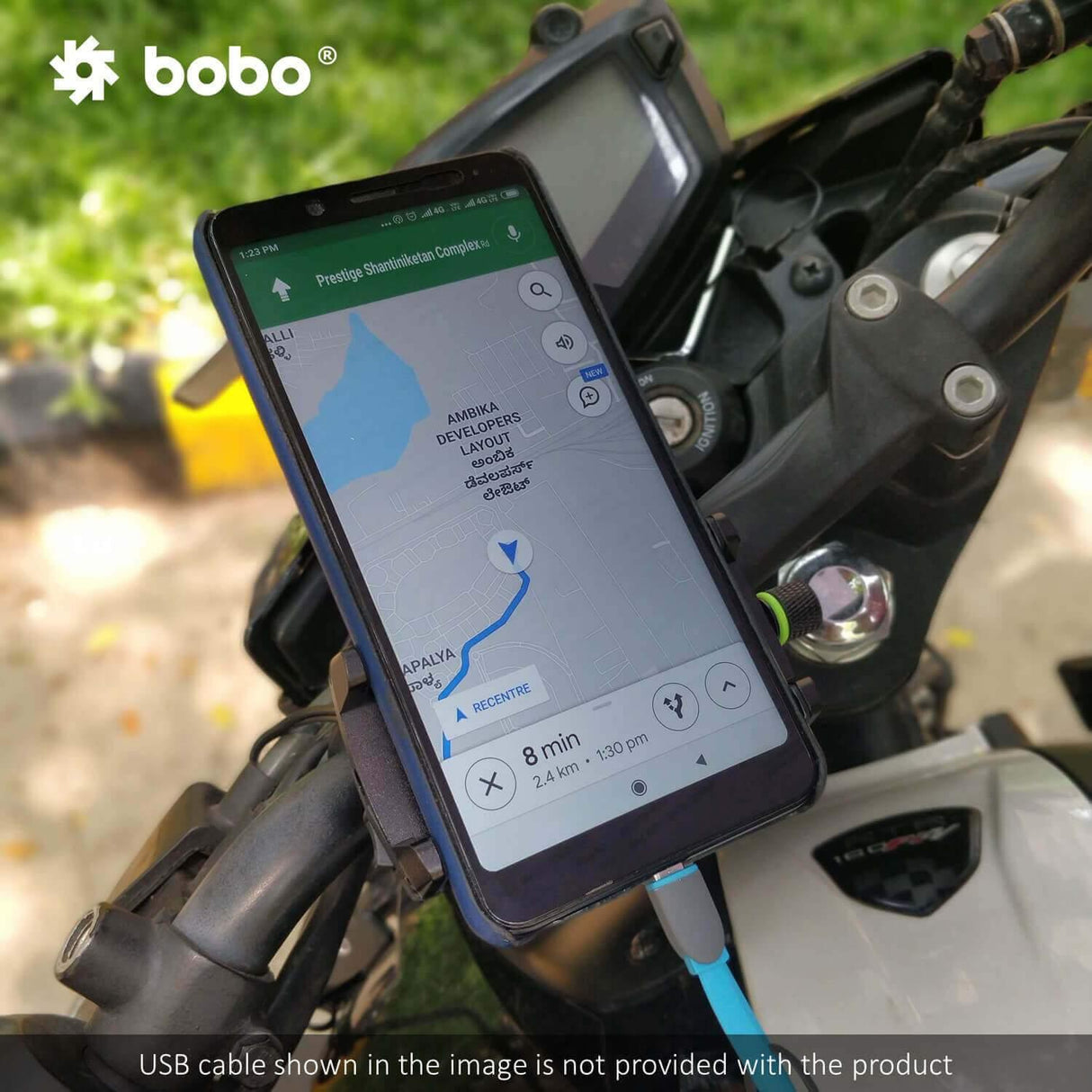 Bobo Claw Grip Aluminium Bike Phone Holder (with 2.5A USB charger) Motorcycle Mobile Mount - Moto Modz