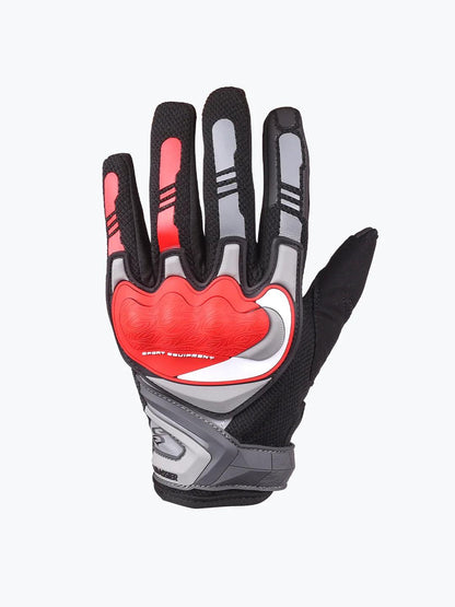 Cuirassier Gloves Grey Red - Moto Modz