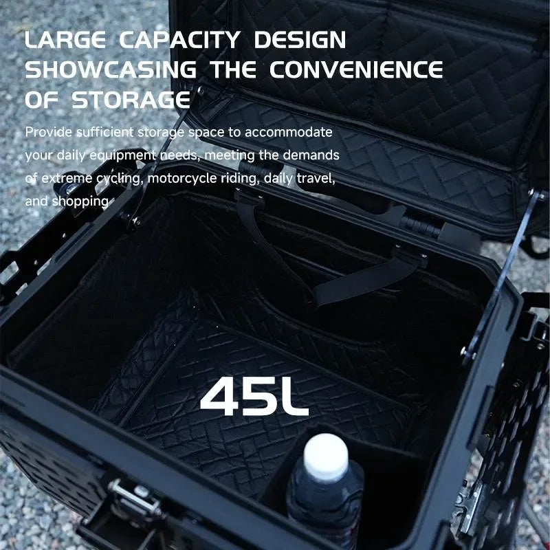 TAANC Nomad Forge Folding Top Box – Stealth Black | 45L Aluminium Adventure WP Motorcycle Storage Box