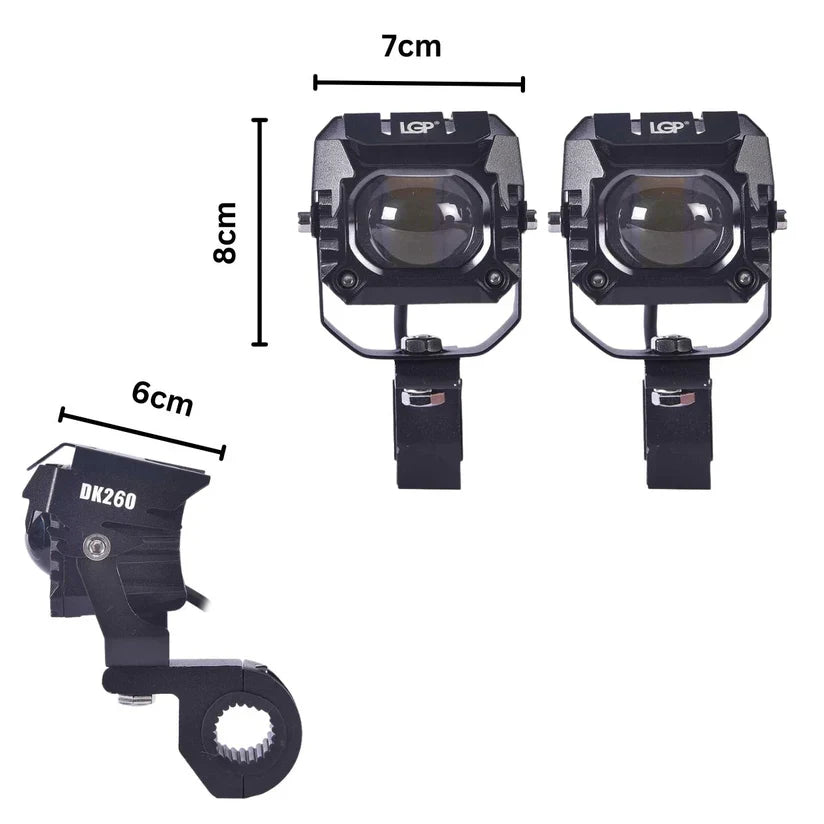 LGP FOG LAMP DK260 WITH WIRING HARNESS AND WIRED SWITCH FOR ALL BIKES | 18 MONTHS WARRANTY