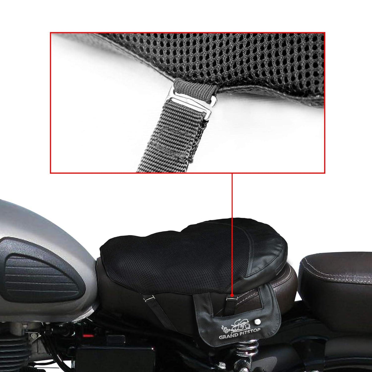 GRAND PITSTOP Motorcycle Air Seat Cushion with Air Filling Pump, Inflatable Bubble Air Pads with Breathable Mesh Cover & Non-Skid Bottom Compatible for Cruiser Motorcycle - Moto Modz