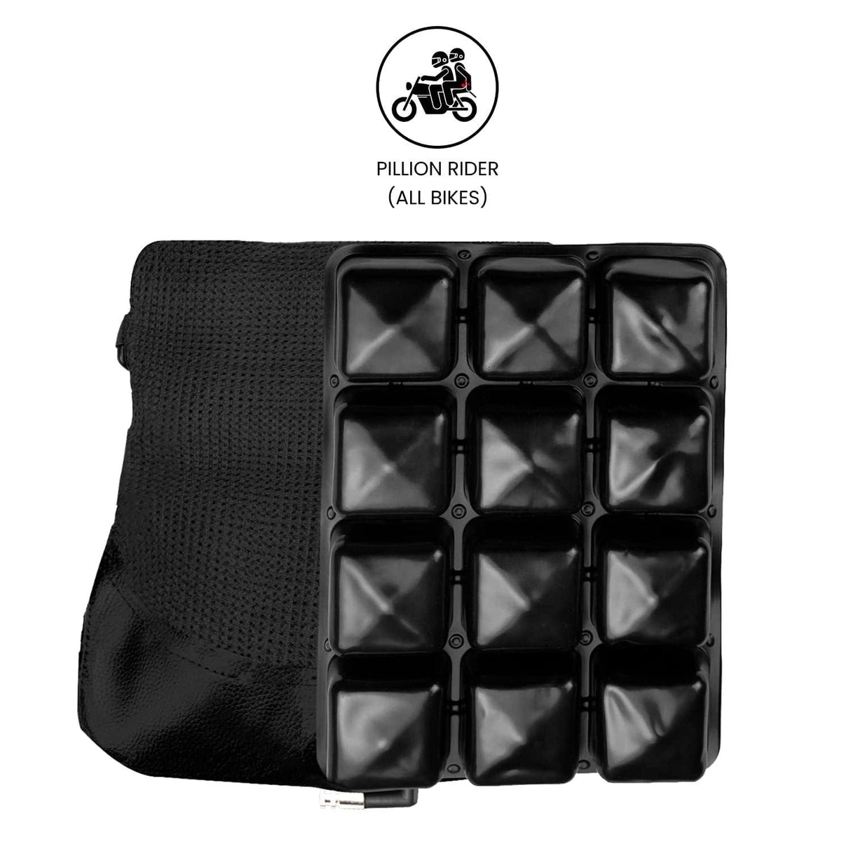 GRAND PITSTOP Motorcycle Air Seat Cushion with Air Filling Pump, Inflatable Bubble Air Pads with Breathable Mesh Cover & Non-Skid Bottom Compatible for Cruiser Motorcycle - Moto Modz