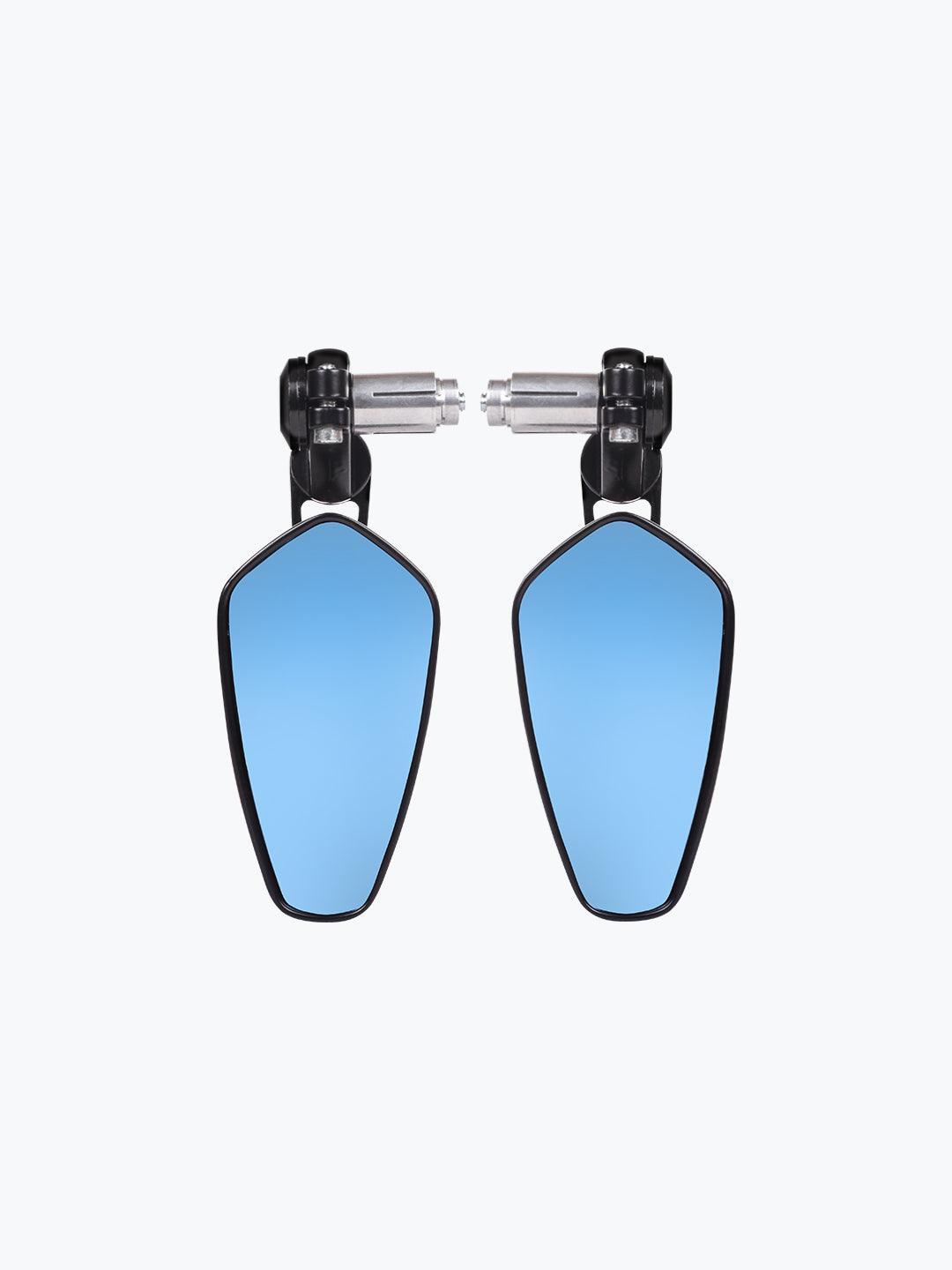 GT CNC Diamond Blue Glass Mirror Black - Moto Modz