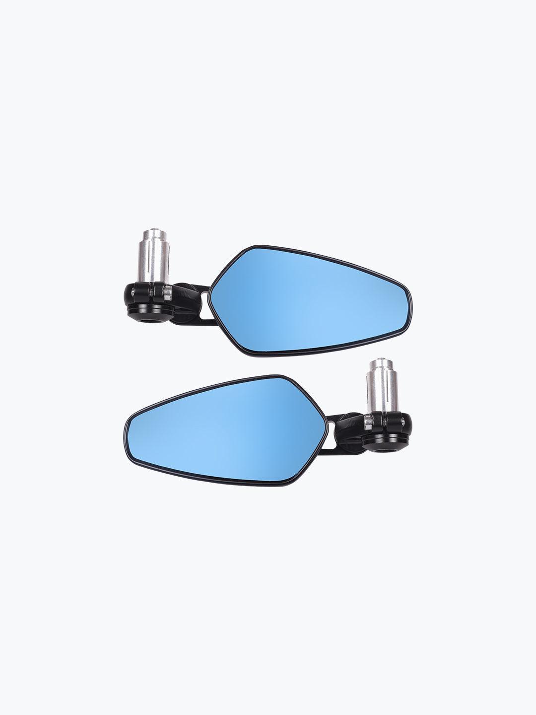 GT CNC Diamond Blue Glass Mirror Black - Moto Modz