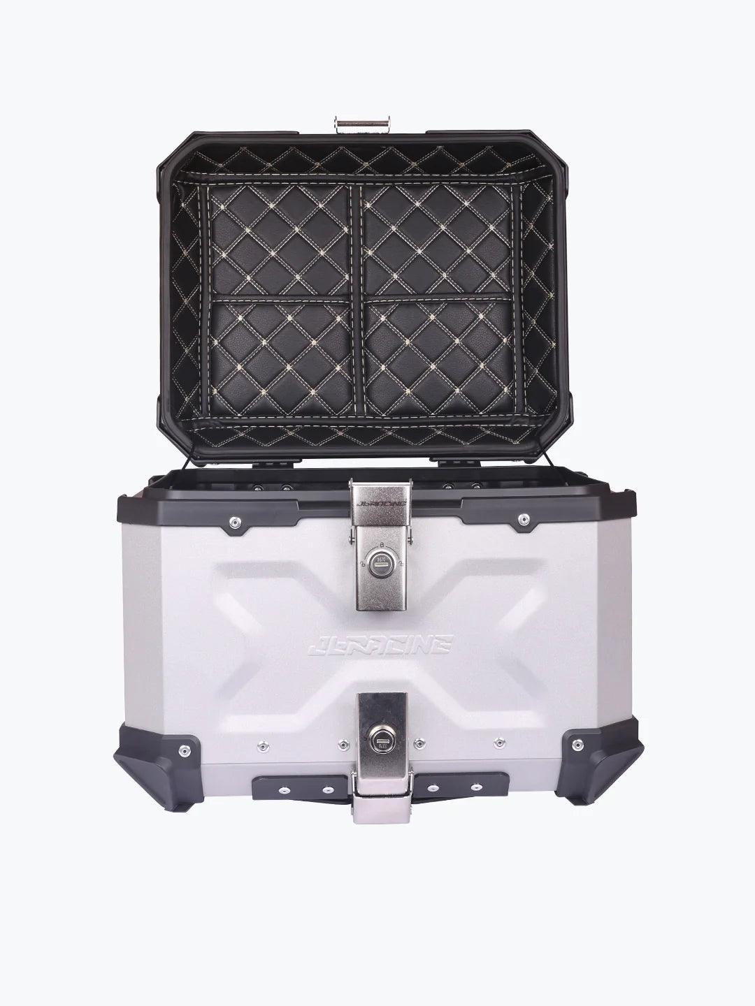 Jb Racing Top Case 45L Silver Premium With Back Rest Pad - Moto Modz