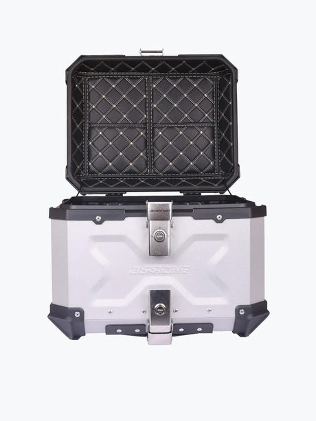 Jb Racing Top Case 45L Silver Premium With Back Rest Pad - Moto Modz