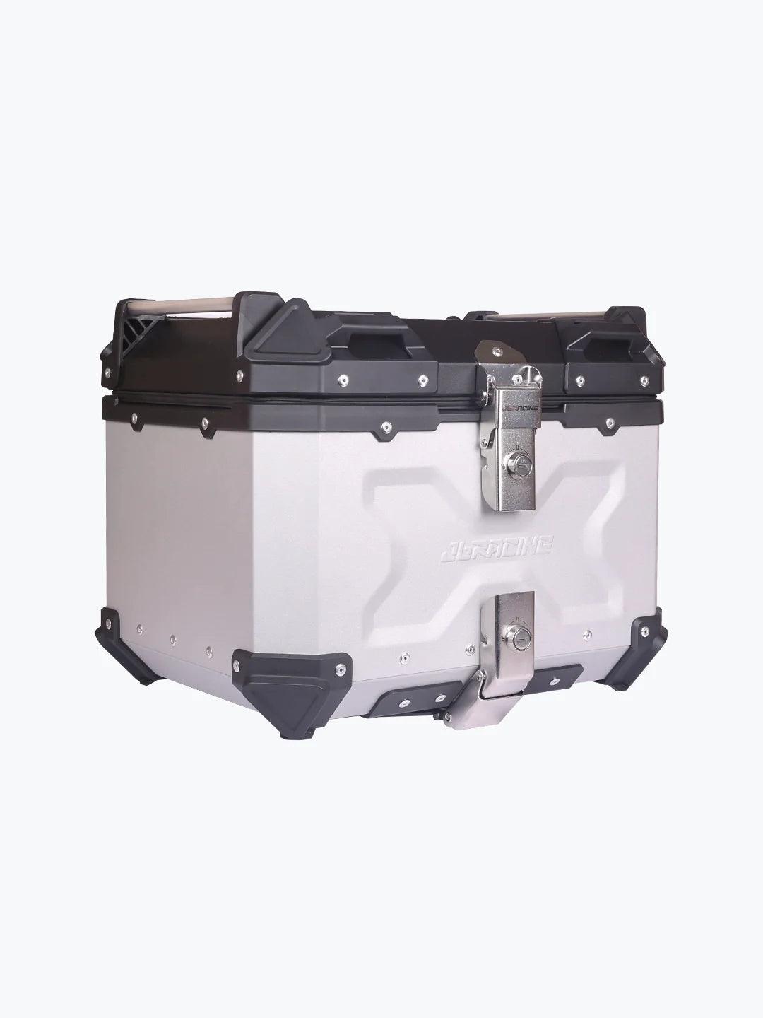 Jb Racing Top Case 45L Silver Premium With Back Rest Pad From Moto Modz.