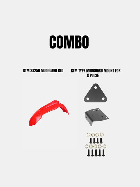 Ktm Sx 250 Mudguard With Mount Red For X Pulse - Moto Modz