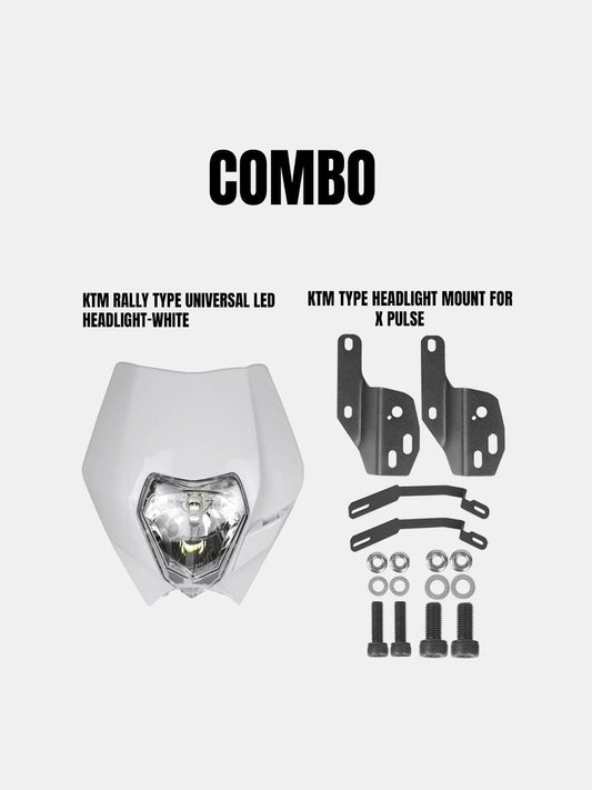 KTM Universal Rally Type Headlight With Mount white For X Pulse - Moto Modz