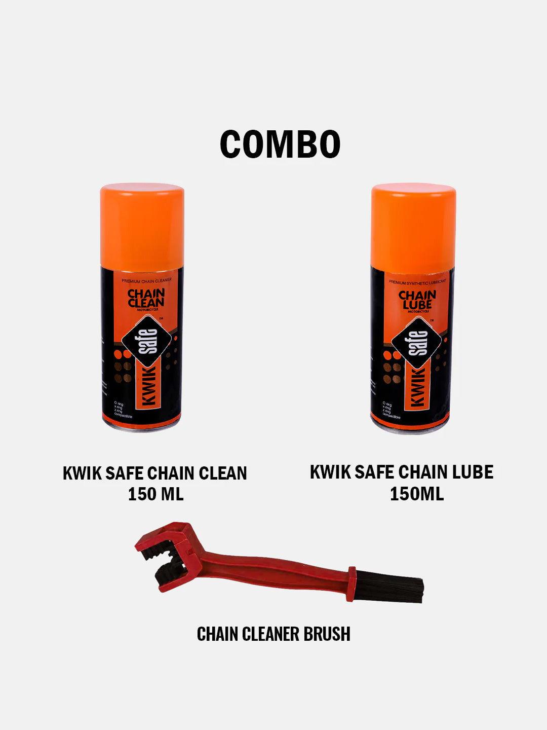 Kwik Safe Chain Lube + Chain Cleaner + Chain Cleaner Brush Combo - Moto Modz