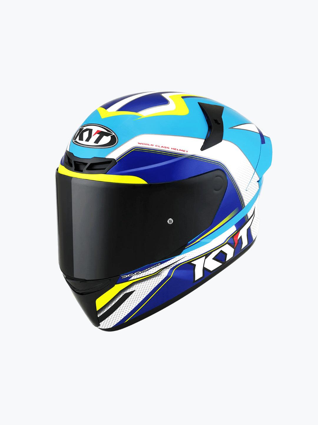 KYT TT COURSE GRAND PRIX WHITE/LIGHT BLUE - Moto Modz