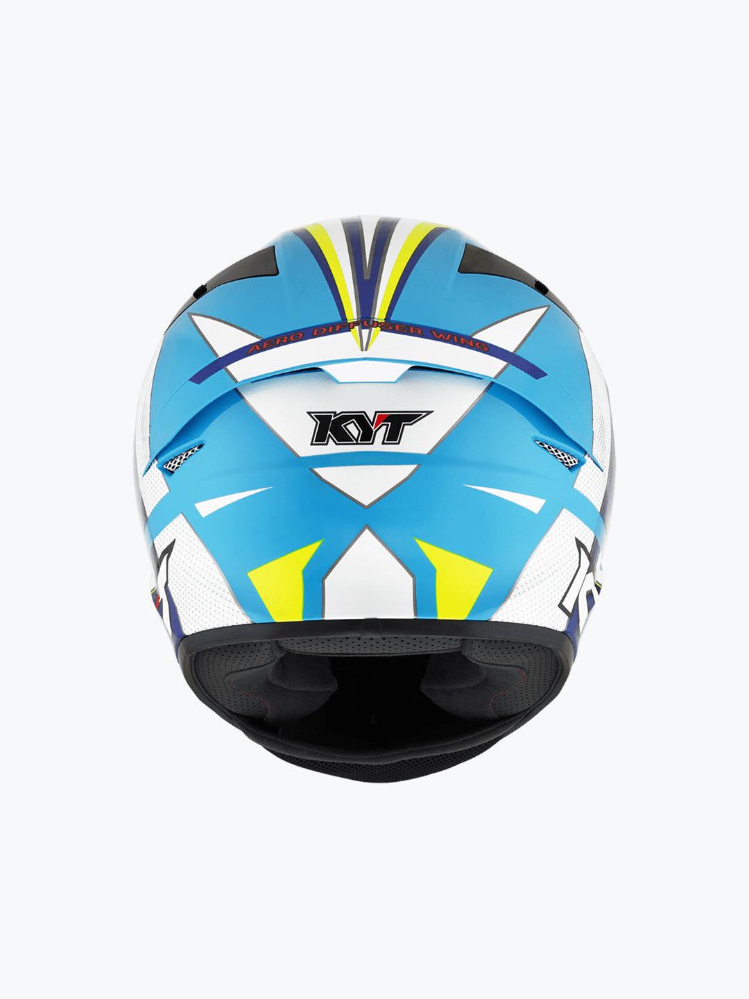 KYT TT COURSE GRAND PRIX WHITE/LIGHT BLUE - Moto Modz
