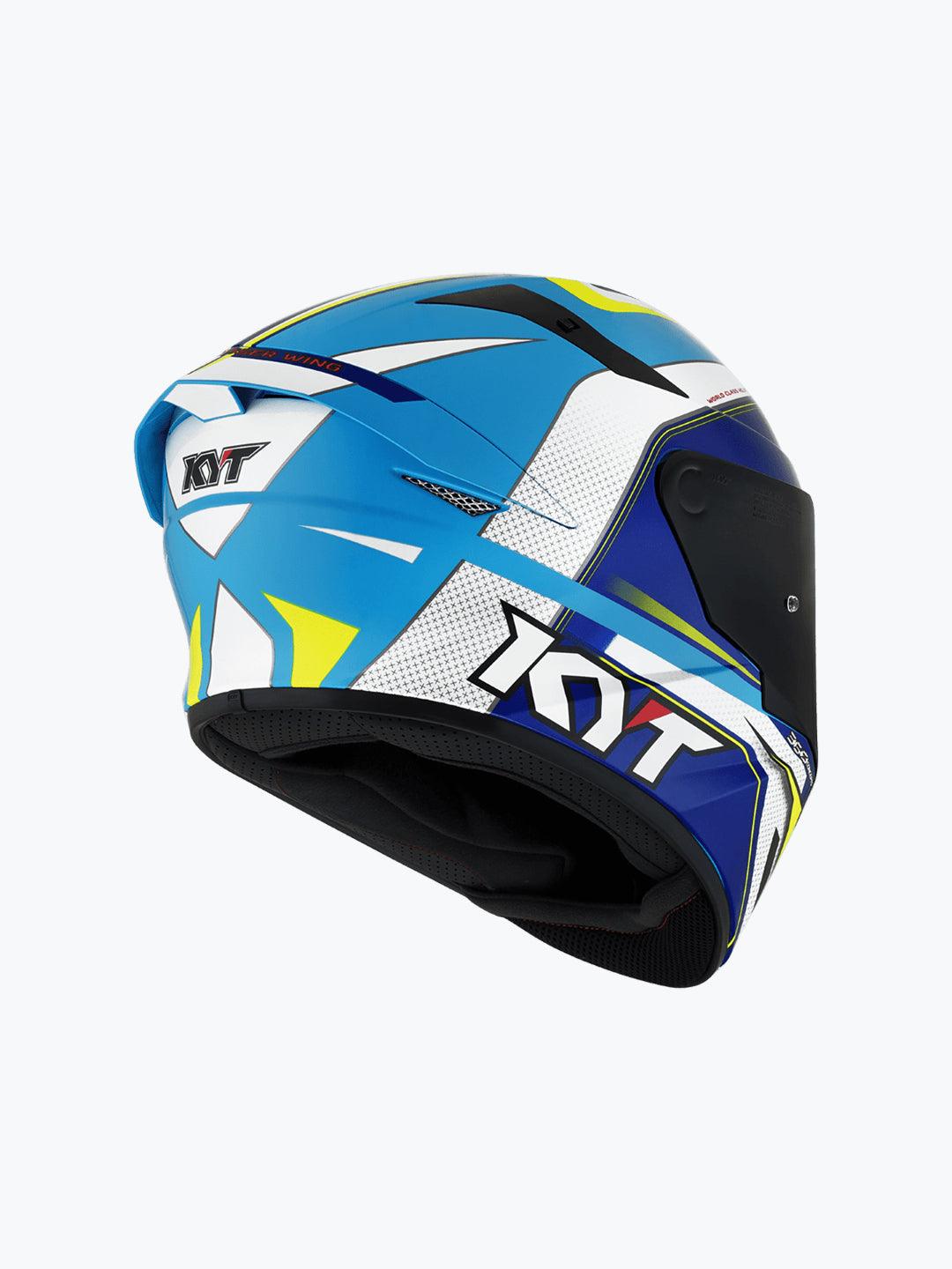 KYT TT COURSE GRAND PRIX WHITE/LIGHT BLUE - Moto Modz