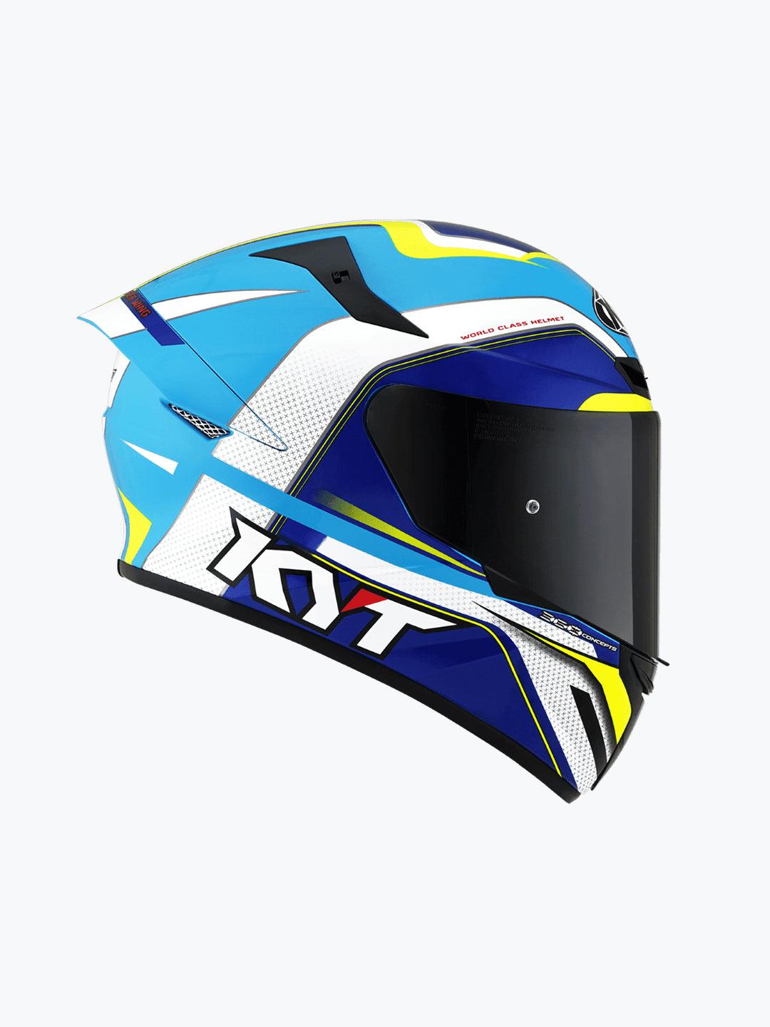 KYT TT COURSE GRAND PRIX WHITE/LIGHT BLUE - Moto Modz