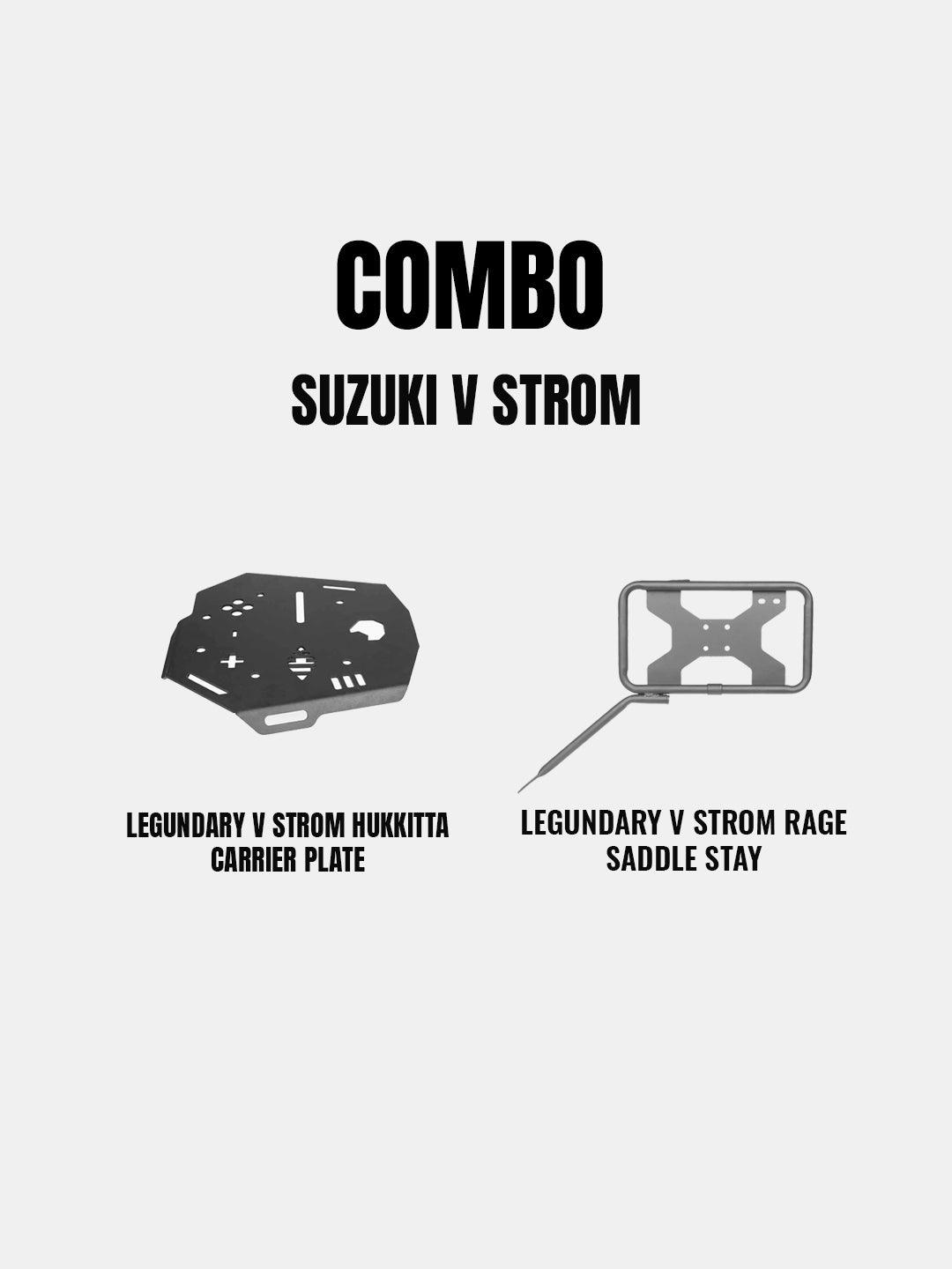 LEGUNDARY COMBO FOR SUZUKI V STROM - HUKKITTA CARRIER PLATE + RAGE SADDLE STAY - Moto Modz