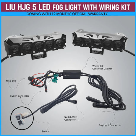 LIU HJG ORIGINAL future eye 5 lens with wiring harness and switch dual colour yellow white compatible for all motorcycle , thar , jeep and cars