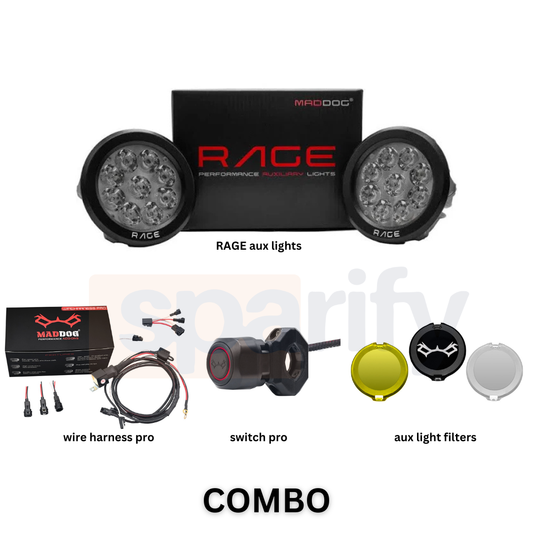 MADDOG RAGE + SWITCH PRO + HARNESS PRO + AUX LIGHT COVER | PERFORMANCE COMBO - 18 MONTHS WARRANTY