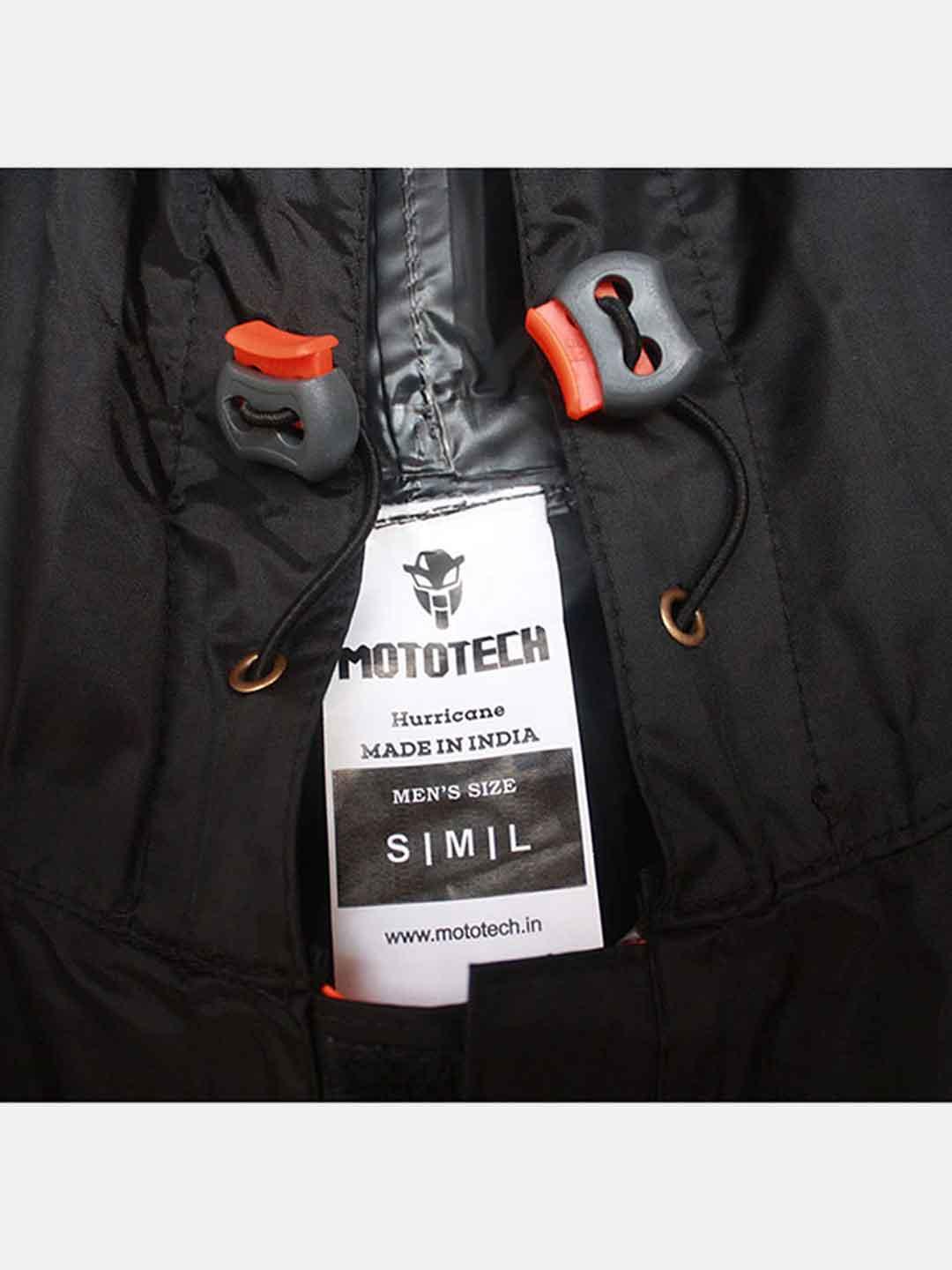 Mototech Hurricane Rain Over Jacket- Black Orange - Moto Modz