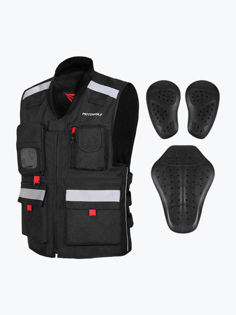 Motowolf Vest With Pad Black 0504 - Moto Modz
