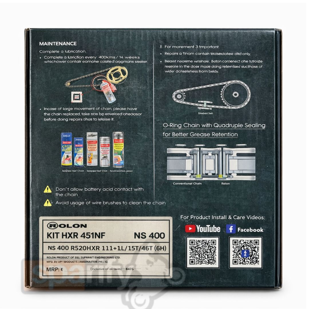 BAJAJ PULSAR NS 400 ( 2024 onwards ) NOISE FREE CHAIN SPROCKET KIT | ROLON