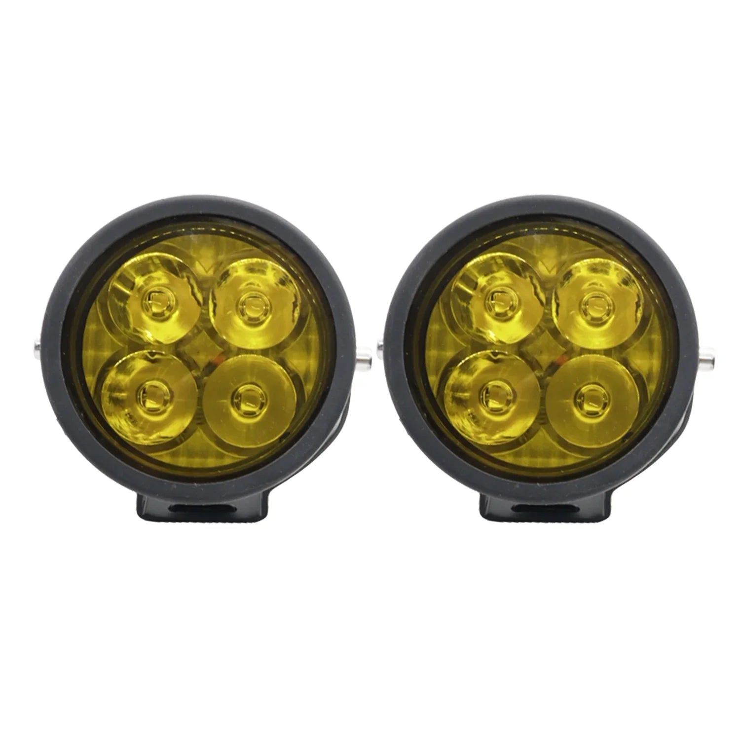 LIU HJG 40W Round 4 LED Fog Lights with Yellow Cap and Wiring Kit and fully dimmable switchUniversal for Car & Bike (Pack of 2)