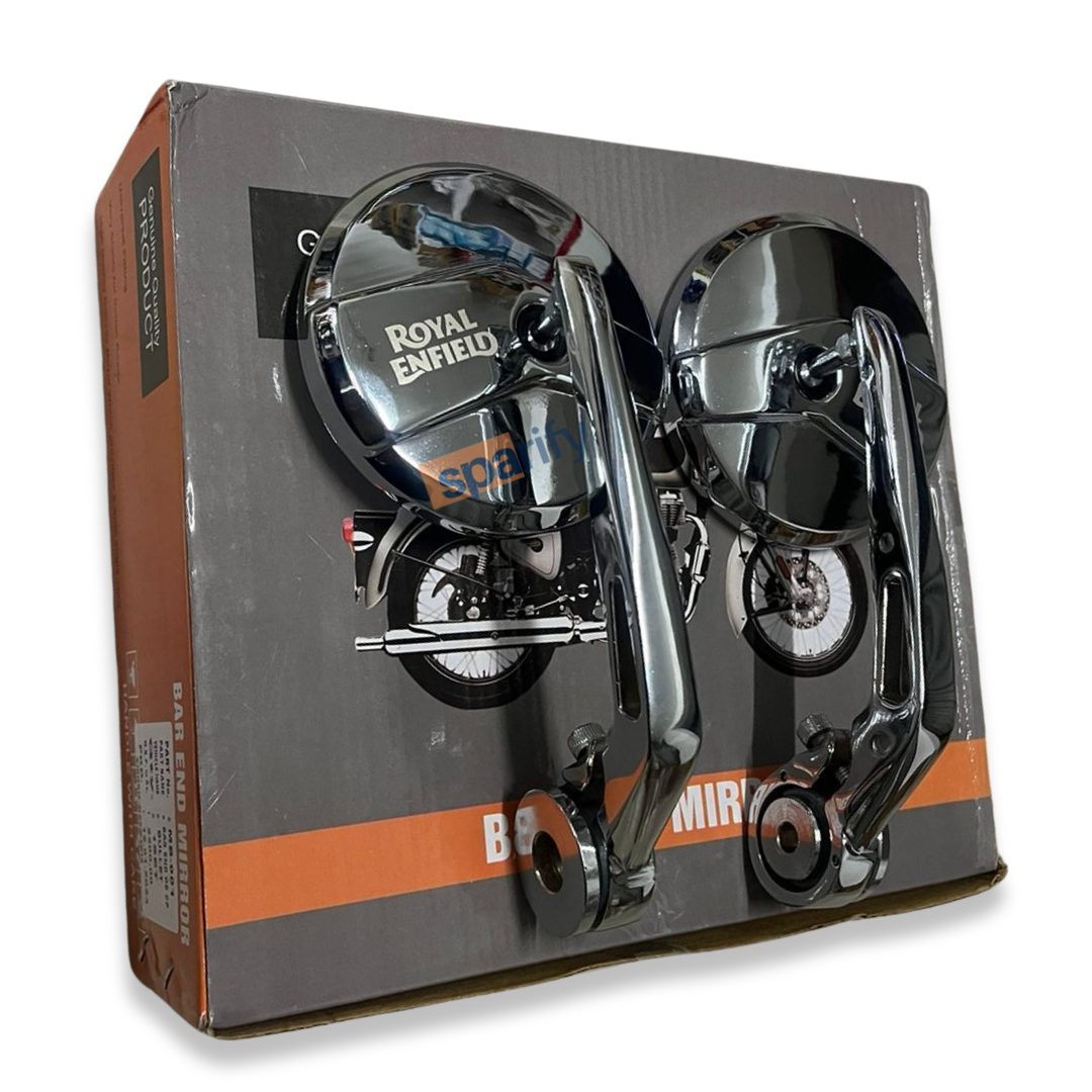BAR END MIRRORS – CHROME SET OF -2 (ROYAL ENFIELD) COMPATIBLE FOR GT 650/INTERCEPTOR 650/HUNTER 350/SUPER METEOR 650