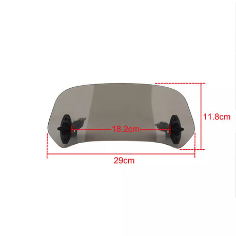 UNIVERSAL MOTORCYCLE WINDSHIELD EXTENDER (ADJUSTABLE SPOILER CLAMP ON WINDSHIELD DEFLECTOR) - SMOKE