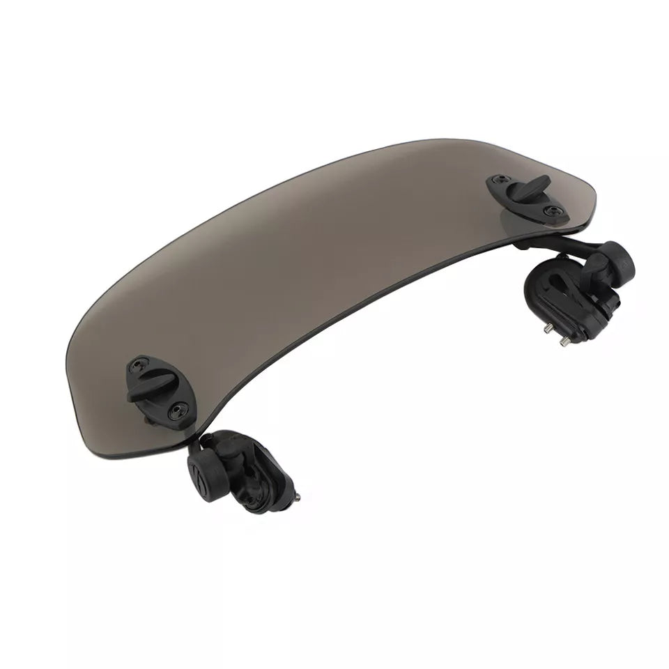 UNIVERSAL MOTORCYCLE WINDSHIELD EXTENDER (ADJUSTABLE SPOILER CLAMP ON WINDSHIELD DEFLECTOR) - SMOKE