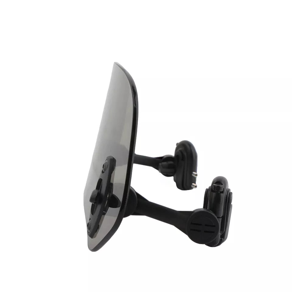 UNIVERSAL MOTORCYCLE WINDSHIELD EXTENDER (ADJUSTABLE SPOILER CLAMP ON WINDSHIELD DEFLECTOR) - SMOKE