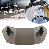 UNIVERSAL MOTORCYCLE WINDSHIELD EXTENDER (ADJUSTABLE SPOILER CLAMP ON WINDSHIELD DEFLECTOR) - SMOKE