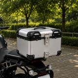 TAANC Urban Arc Top Box – Aero Silver | 45L Aluminium Motorcycle Storage Box with Rounded Design