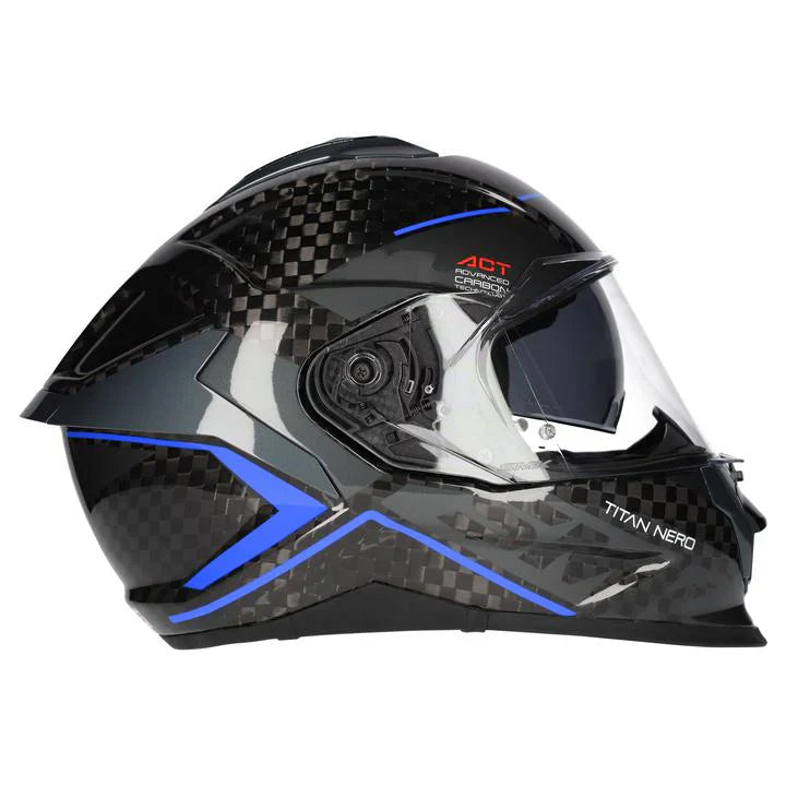SMK Titan Carbon | Nero Carbon Black Blue Grey  | (GL256) Helmet