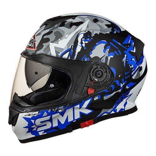 SMK HELMET - Twister Attack Full Face Helmet  (MA256/Matt Black, Blue and Grey,) - Moto Modz
