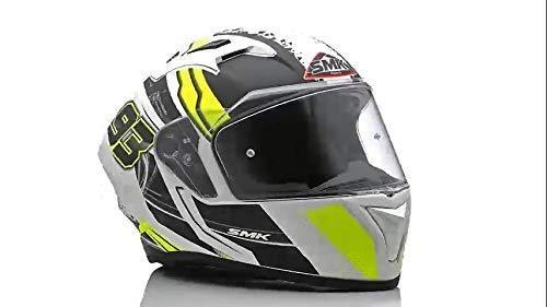 SMK Helmets MA124 Swank Graphics Pinlock Fitted Full Face Helmet with Clear Visor MATT WHITE BLACK/YELLOW - Moto Modz