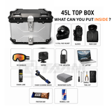 TAANC Nomad Atlas Top Box – Aero Silver | 45L Aluminium MC Motorcycle Touring Storage Box