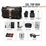 TAANC Urban Swift Top Box – Stealth Black | 22L Compact WP Motorcycle Storage Box for Daily Use