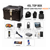 TAANC Urban Arc Top Box – Stealth Black | 45L Aluminium WP Motorcycle Storage Box with Rounded Design