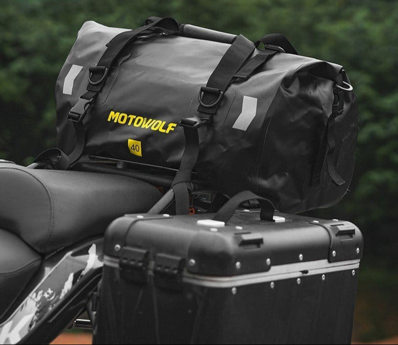 MOTOWOLF | Motorcycle Tail Bag 40L Waterproof | Duffel Bag for Touring Adventure, Camping, Cycling