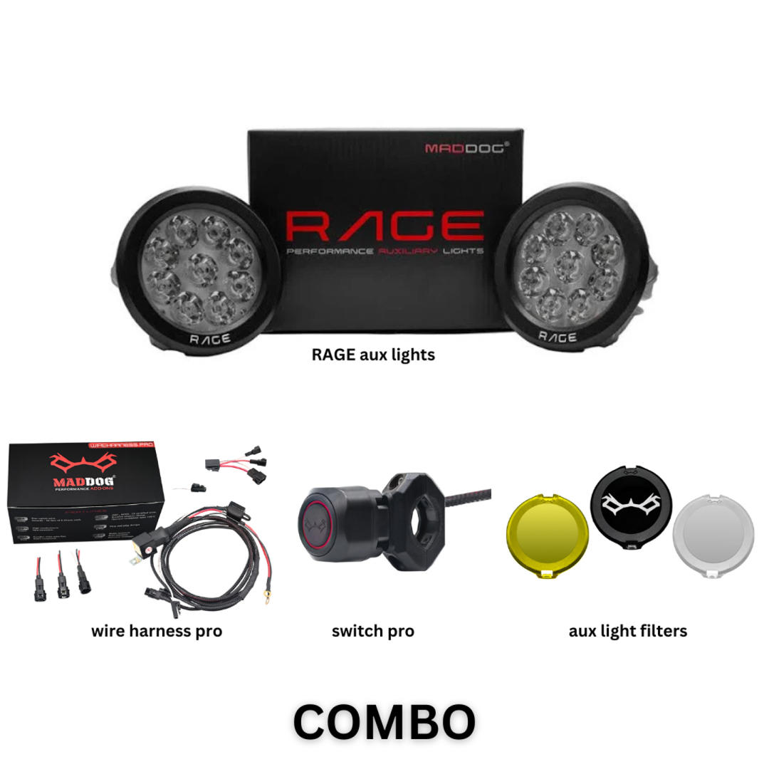 MADDOG RAGE + SWITCH PRO + HARNESS PRO + AUX LIGHT COVER | PERFORMANCE COMBO - 18 MONTHS WARRANTY